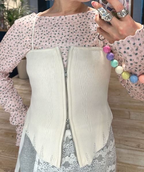 Alley by w closet（アリーバイダブルクローゼット）の「【Alley】コルセット風ビスチェ（キャミソール・レディース・オフホワイト/ブラック・FREE）」の8枚目の写真