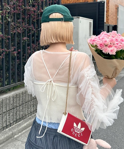 Alley by w closet（アリーバイダブルクローゼット）の「【Alley】コルセット風ビスチェ（キャミソール・レディース・オフホワイト/ブラック・FREE）」の12枚目の写真