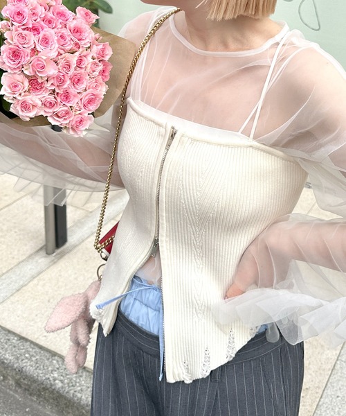 Alley by w closet（アリーバイダブルクローゼット）の「【Alley】コルセット風ビスチェ（キャミソール・レディース・オフホワイト/ブラック・FREE）」の17枚目の写真