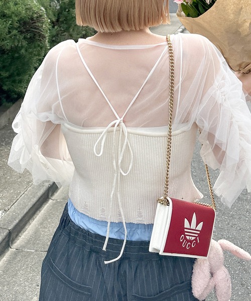 Alley by w closet（アリーバイダブルクローゼット）の「【Alley】コルセット風ビスチェ（キャミソール・レディース・オフホワイト/ブラック・FREE）」の18枚目の写真