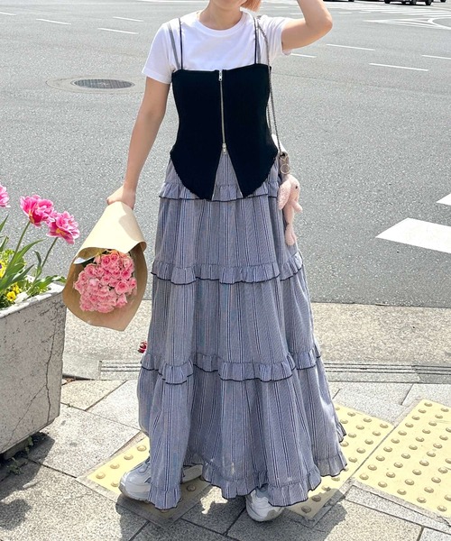 Alley by w closet（アリーバイダブルクローゼット）の「【Alley】コルセット風ビスチェ（キャミソール・レディース・オフホワイト/ブラック・FREE）」の21枚目の写真