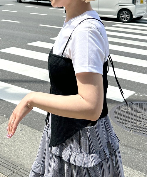 Alley by w closet（アリーバイダブルクローゼット）の「【Alley】コルセット風ビスチェ（キャミソール・レディース・オフホワイト/ブラック・FREE）」の22枚目の写真