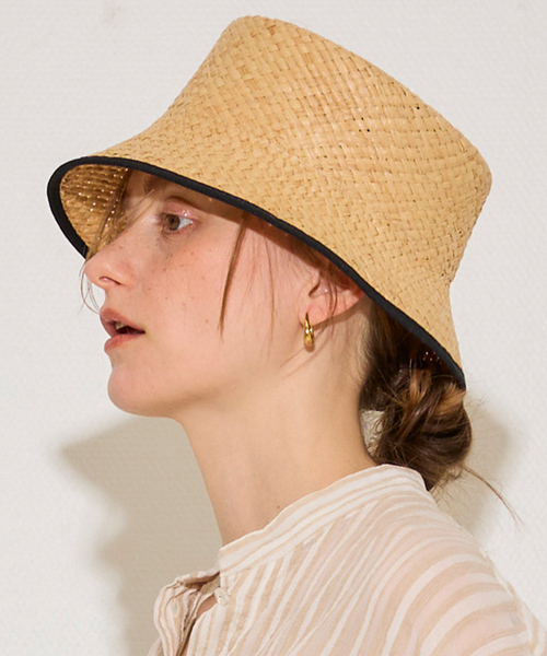 Rouge vif(ルージュヴィフ)の「【BENELLI MONTACONE/ベネリモンタコーネ】ラフィア ラインハット(ハット・レディース・ブラック・フリー)」の2枚目の写真