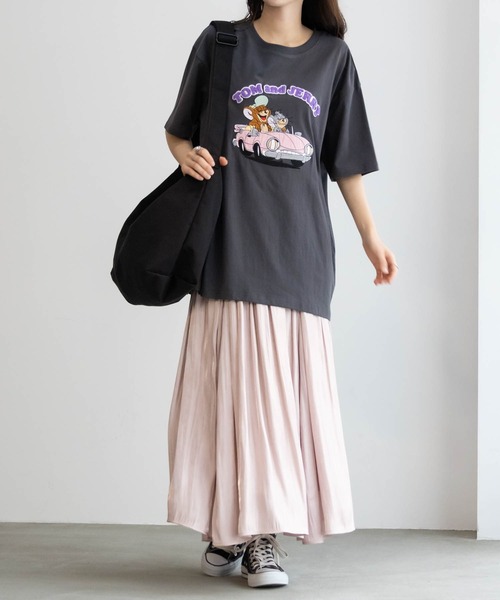Tom＆Jerry（トムアンドジェリー）の「TOM＆JERRY トムとジェリー サガラ刺繍Tシャツ 綿100%（Tシャツ/カットソー・レディース・チャコールグレー/オートミール/グリーン系その他/ラベンダー/ベージュ・フリー）」の6枚目の写真