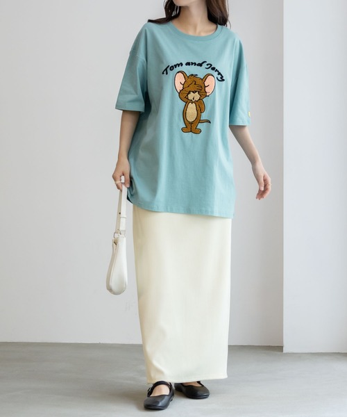 Tom＆Jerry（トムアンドジェリー）の「TOM＆JERRY トムとジェリー サガラ刺繍Tシャツ 綿100%（Tシャツ/カットソー・レディース・チャコールグレー/オートミール/グリーン系その他/ラベンダー/ベージュ・フリー）」の9枚目の写真