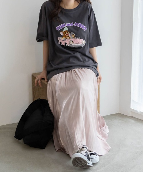 Tom＆Jerry（トムアンドジェリー）の「TOM＆JERRY トムとジェリー サガラ刺繍Tシャツ 綿100%（Tシャツ/カットソー・レディース・チャコールグレー/オートミール/グリーン系その他/ラベンダー/ベージュ・フリー）」の14枚目の写真
