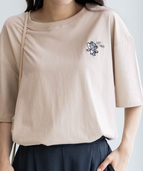 Tom＆Jerry（トムアンドジェリー）の「TOM＆JERRY トムとジェリー サガラ刺繍Tシャツ 綿100%（Tシャツ/カットソー・レディース・チャコールグレー/オートミール/グリーン系その他/ラベンダー/ベージュ・フリー）」の22枚目の写真