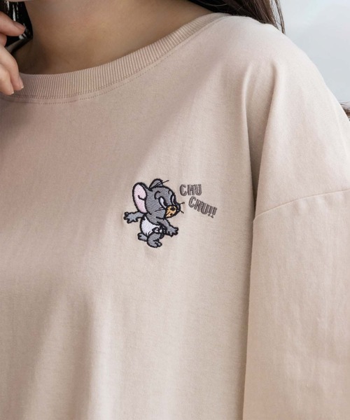Tom＆Jerry（トムアンドジェリー）の「TOM＆JERRY トムとジェリー サガラ刺繍Tシャツ 綿100%（Tシャツ/カットソー・レディース・チャコールグレー/オートミール/グリーン系その他/ラベンダー/ベージュ・フリー）」の20枚目の写真