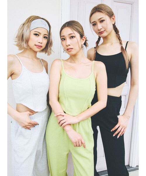 GYDA(ジェイダ)の「ワッフルルーズパンツ(スウェットパンツ・レディース・ライム/ブラック/ライトグレー・FREE)」の6枚目の写真