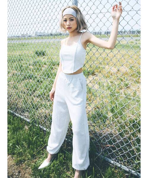 GYDA(ジェイダ)の「ワッフルルーズパンツ(スウェットパンツ・レディース・ライム/ブラック/ライトグレー・FREE)」の9枚目の写真