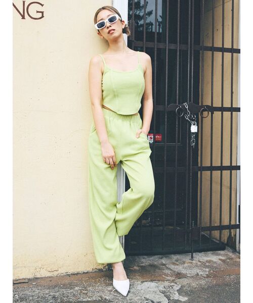 GYDA(ジェイダ)の「ワッフルルーズパンツ(スウェットパンツ・レディース・ライム/ブラック/ライトグレー・FREE)」の11枚目の写真