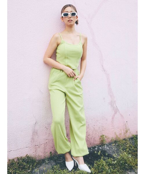 GYDA(ジェイダ)の「ワッフルルーズパンツ(スウェットパンツ・レディース・ライム/ブラック/ライトグレー・FREE)」の13枚目の写真