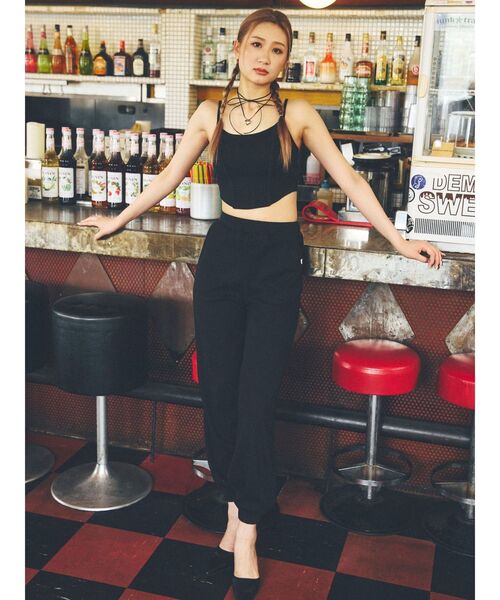 GYDA(ジェイダ)の「ワッフルルーズパンツ(スウェットパンツ・レディース・ライム/ブラック/ライトグレー・FREE)」の15枚目の写真