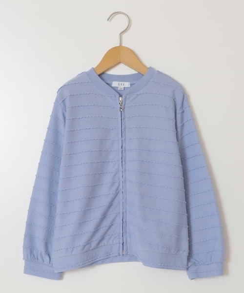 a.v.v（アーヴェヴェ）の「[160]【UVカット】ボーダーJQカーデ（カーディガン/ボレロ・キッズ・ホワイト/ダークインディゴブルー/ブラック・160）」の4枚目の写真