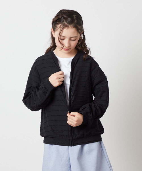 a.v.v（アーヴェヴェ）の「[160]【UVカット】ボーダーJQカーデ（カーディガン/ボレロ・キッズ・ホワイト/ダークインディゴブルー/ブラック・160）」の11枚目の写真