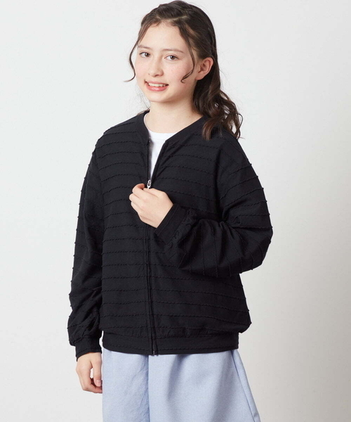 a.v.v（アーヴェヴェ）の「[160]【UVカット】ボーダーJQカーデ（カーディガン/ボレロ・キッズ・ホワイト/ダークインディゴブルー/ブラック・160）」の12枚目の写真