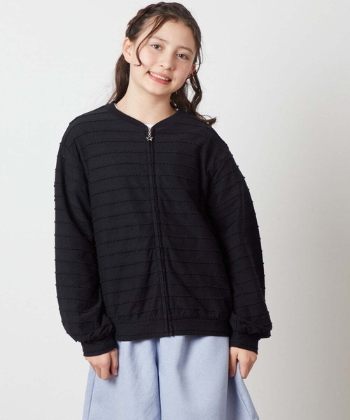 a.v.v（アーヴェヴェ）の「[160]【UVカット】ボーダーJQカーデ（カーディガン/ボレロ・キッズ・ホワイト/ダークインディゴブルー/ブラック・160）」の13枚目の写真