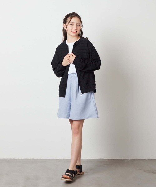 a.v.v（アーヴェヴェ）の「[160]【UVカット】ボーダーJQカーデ（カーディガン/ボレロ・キッズ・ホワイト/ダークインディゴブルー/ブラック・160）」の15枚目の写真