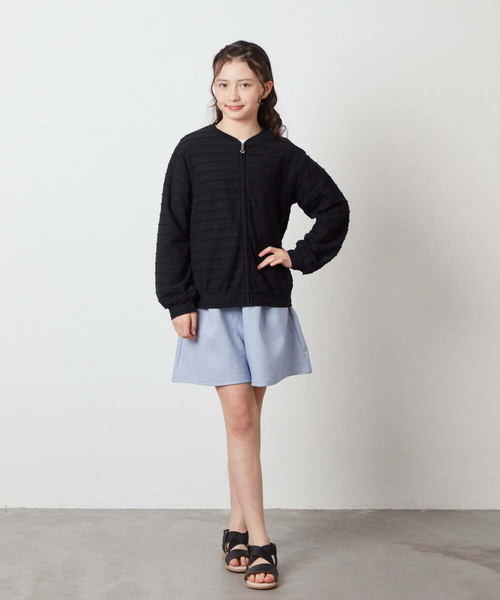 a.v.v（アーヴェヴェ）の「[160]【UVカット】ボーダーJQカーデ（カーディガン/ボレロ・キッズ・ホワイト/ダークインディゴブルー/ブラック・160）」の18枚目の写真