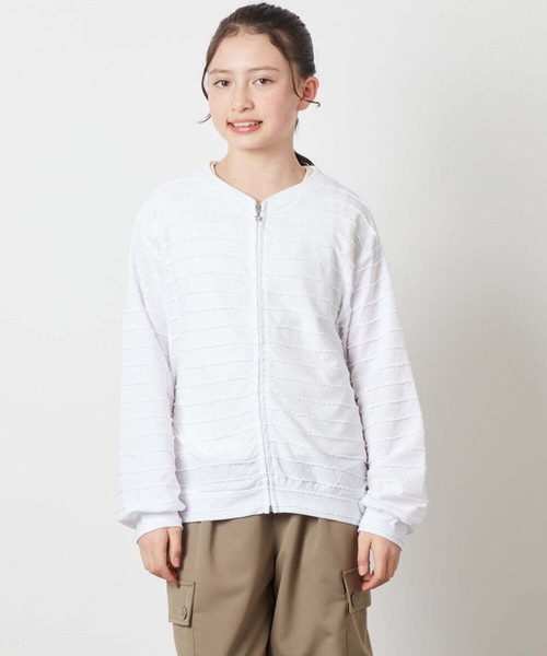 a.v.v（アーヴェヴェ）の「[160]【UVカット】ボーダーJQカーデ（カーディガン/ボレロ・キッズ・ホワイト/ダークインディゴブルー/ブラック・160）」の20枚目の写真