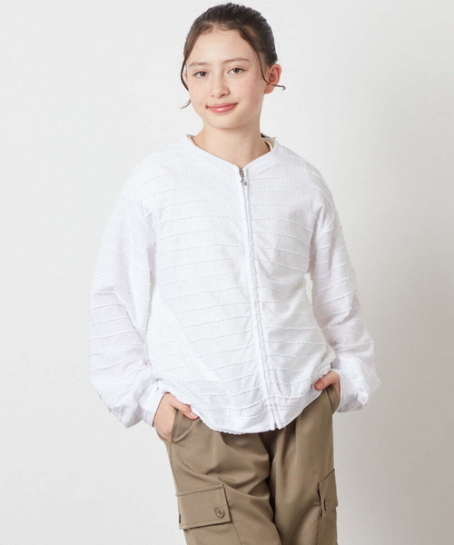 a.v.v（アーヴェヴェ）の「[160]【UVカット】ボーダーJQカーデ（カーディガン/ボレロ・キッズ・ホワイト/ダークインディゴブルー/ブラック・160）」の22枚目の写真