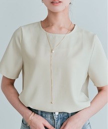 バック ファスナー シフォン Tシャツ