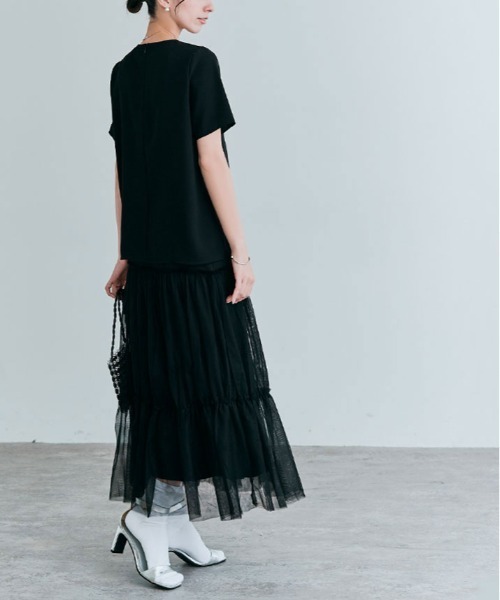 kirakiraShop(キラキラショップ)の「バック ファスナー シフォン Tシャツ(Tシャツ/カットソー・レディース・オフホワイト/ベージュ/ブルー/ピンク/ブラック・XL/L/M/S)」の20枚目の写真