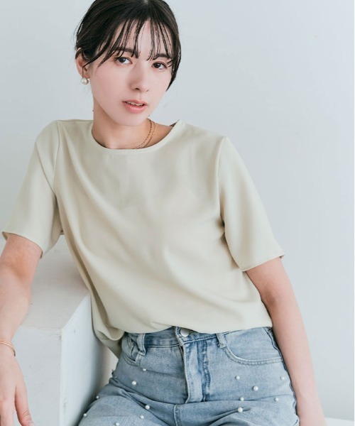セール】バック ファスナー シフォン Tシャツ（Tシャツ