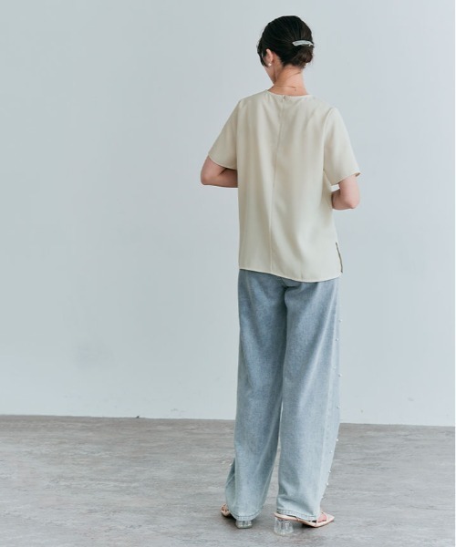 セール】バック ファスナー シフォン Tシャツ（Tシャツ
