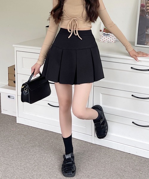 セール】ボックスプリーツ ミニスカート インナーパンツ付き（スカート