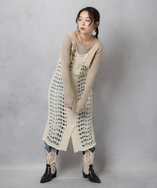 Lull（ルル）の「【Lull / ルル】スラブニット編みワンピース（ワンピース・レディース・ベージュ/ネイビー/オフホワイト・ONESIZE）」の5枚目の写真