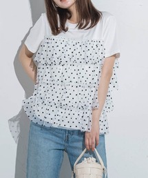 【ドットシリーズ】チュールティアードTシャツ≪洗濯機で洗える≫
