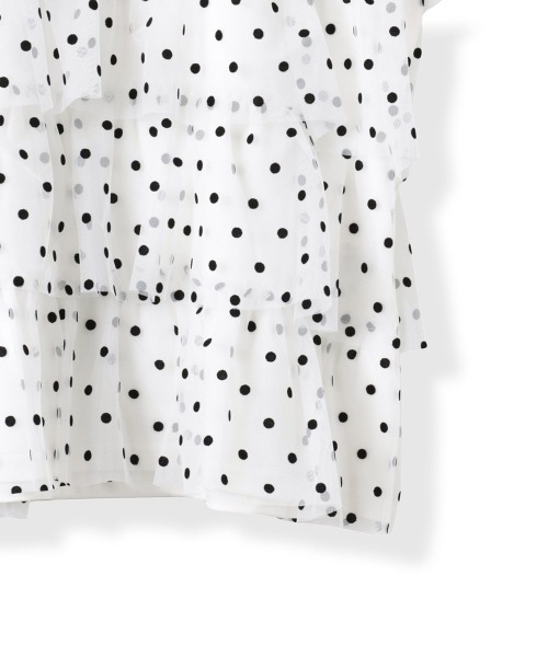 VICKY(ビッキー)の「【ドットシリーズ】チュールティアードTシャツ≪洗濯機で洗える≫(Tシャツ/カットソー・レディース・ホワイト/ホワイト系その他/ブラック・M)」の14枚目の写真