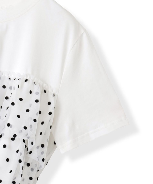 VICKY(ビッキー)の「【ドットシリーズ】チュールティアードTシャツ≪洗濯機で洗える≫(Tシャツ/カットソー・レディース・ホワイト/ホワイト系その他/ブラック・M)」の16枚目の写真