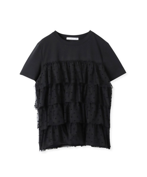 VICKY(ビッキー)の「【ドットシリーズ】チュールティアードTシャツ≪洗濯機で洗える≫(Tシャツ/カットソー・レディース・ホワイト/ホワイト系その他/ブラック・M)」の17枚目の写真