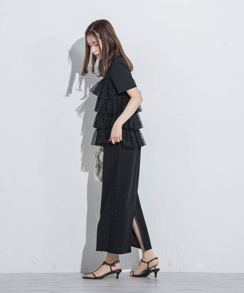 VICKY(ビッキー)の「【ドットシリーズ】チュールティアードTシャツ≪洗濯機で洗える≫(Tシャツ/カットソー・レディース・ホワイト/ホワイト系その他/ブラック・M)」の20枚目の写真