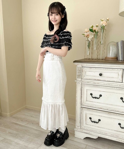 couture BY ROJITA（クチュールバイロジータ）の「配色メローフリルトップス（Tシャツ/カットソー・レディース・アイボリー/ブラック/ピンクベージュ・FREE）」の20枚目の写真