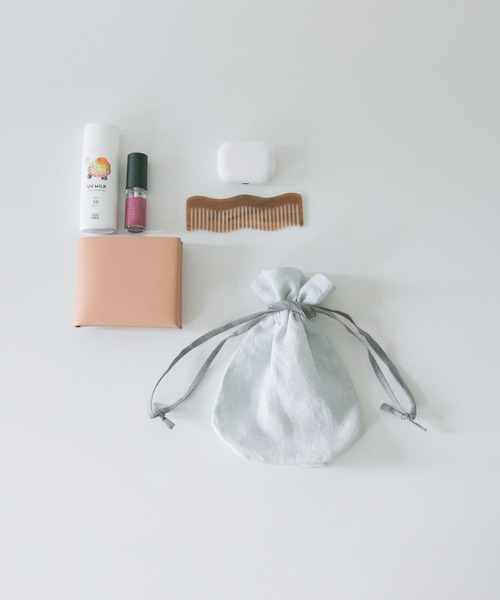 URBAN RESEARCH DOORS(アーバンリサーチドアーズ)の「『WEB限定』『別注』miiThaaii×DOORS バイカラーリネン巾着S(その他雑貨・レディース・グレー/ミント・SMALL)」の3枚目の写真