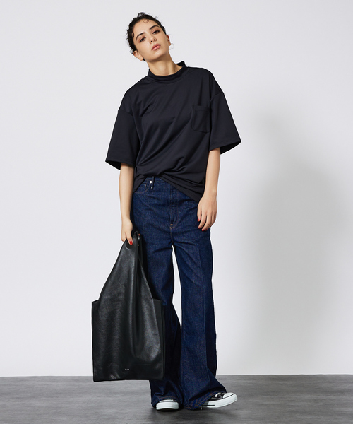 ABAHOUSE（アバハウス）の「MOCK-NECK TEE/モックネックTシャツ（Tシャツ/カットソー・メンズ・ホワイト/ブラック・M/L/XL）」の5枚目の写真