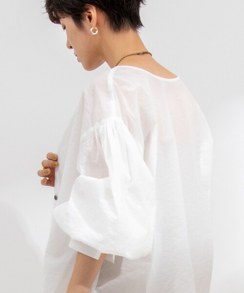 【OFF WHITE】<SEASONAL COLLECTION>シアー 2WAY ブラウス MARCIANO by GUESS® Justin Shacket