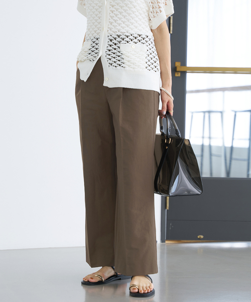 【美品】IENA イエナ グレー ポタニーハイウエスト クロップド パンツ タックバミューダパンツ（ショート・ハーフパンツ）｜IENA
