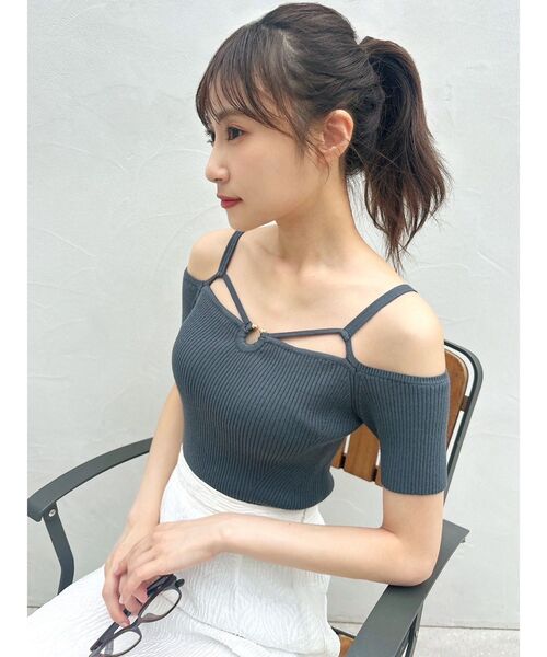 RESEXXY（リゼクシー）の「バストデザインニットトップス（ニット/セーター・レディース・ベージュ/グリーン/ブラック・FREE）」の15枚目の写真