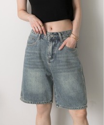 ゆったりシルエット ハーフデニムパンツ