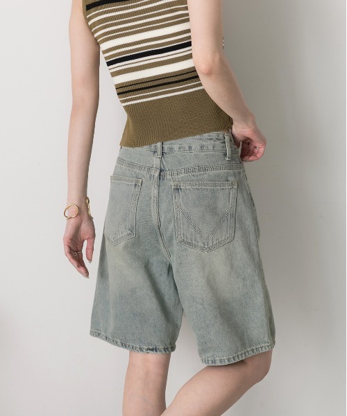 ad thie（アドティエ）の「ゆったりシルエット ハーフデニムパンツ（デニムパンツ・レディース・ライトブルー/ブルー・FREE）」の8枚目の写真