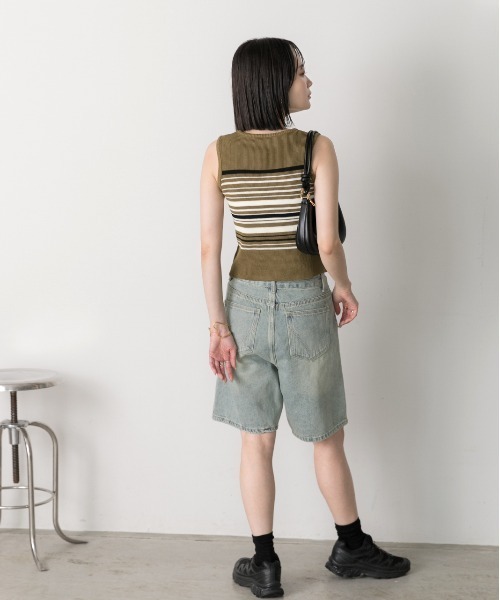 ad thie（アドティエ）の「ゆったりシルエット ハーフデニムパンツ（デニムパンツ・レディース・ライトブルー/ブルー・FREE）」の10枚目の写真