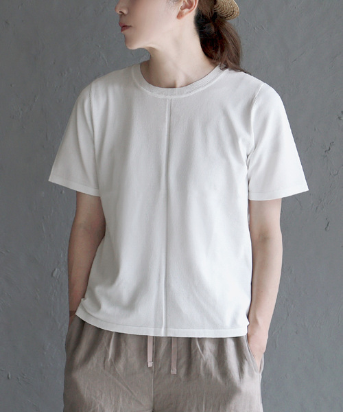 apartment department(アパートメントデパートメント)の「レーヨンナイロン ニットソー(Tシャツ/カットソー・レディース・グレイッシュベージュ/ブラック/オフホワイト・M)」の2枚目の写真