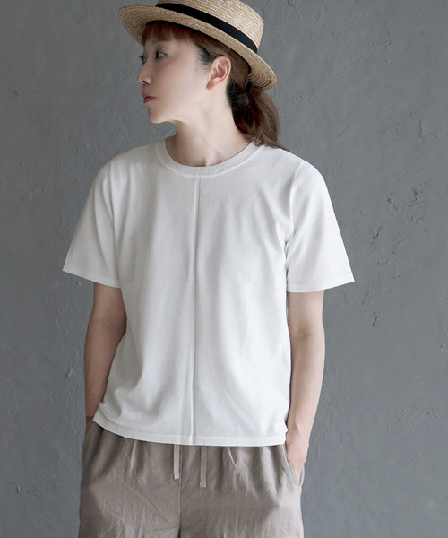apartment department(アパートメントデパートメント)の「レーヨンナイロン ニットソー(Tシャツ/カットソー・レディース・グレイッシュベージュ/ブラック/オフホワイト・M)」の10枚目の写真