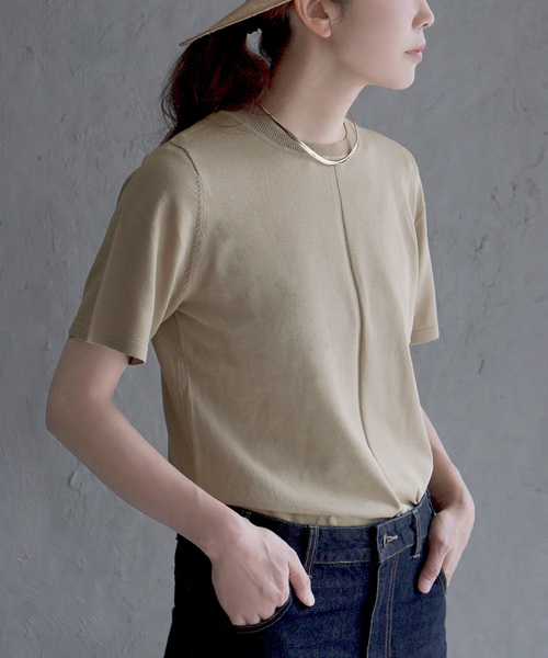 apartment department(アパートメントデパートメント)の「レーヨンナイロン ニットソー(Tシャツ/カットソー・レディース・グレイッシュベージュ/ブラック/オフホワイト・M)」の14枚目の写真