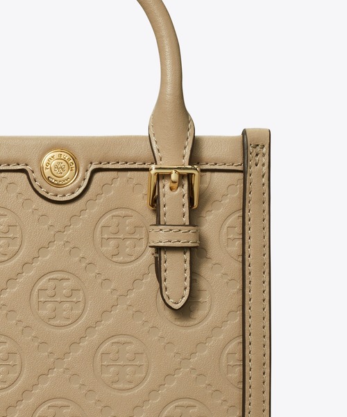 未使用・Tory Burch ベージュ レザー ショルダーバッグ 保存袋付き TORY BURCH（トリーバーチ）の「Tモノグラム レザー ミニトート