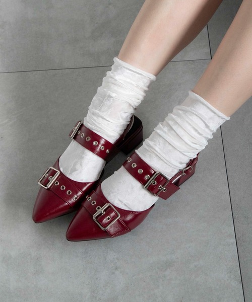 WEGO（ウィゴー）の「WEGO/ハトメベルトポインテッドシューズ（パンプス・レディース・ブラウン/シルバー/オフホワイト/ブラック/ワイン/レッド系その他/レッド/ホワイト/ブラウン系その他/その他1/ライトピンク・LARGE/MEDIUM/SMALL/X-LARGE）」の8枚目の写真